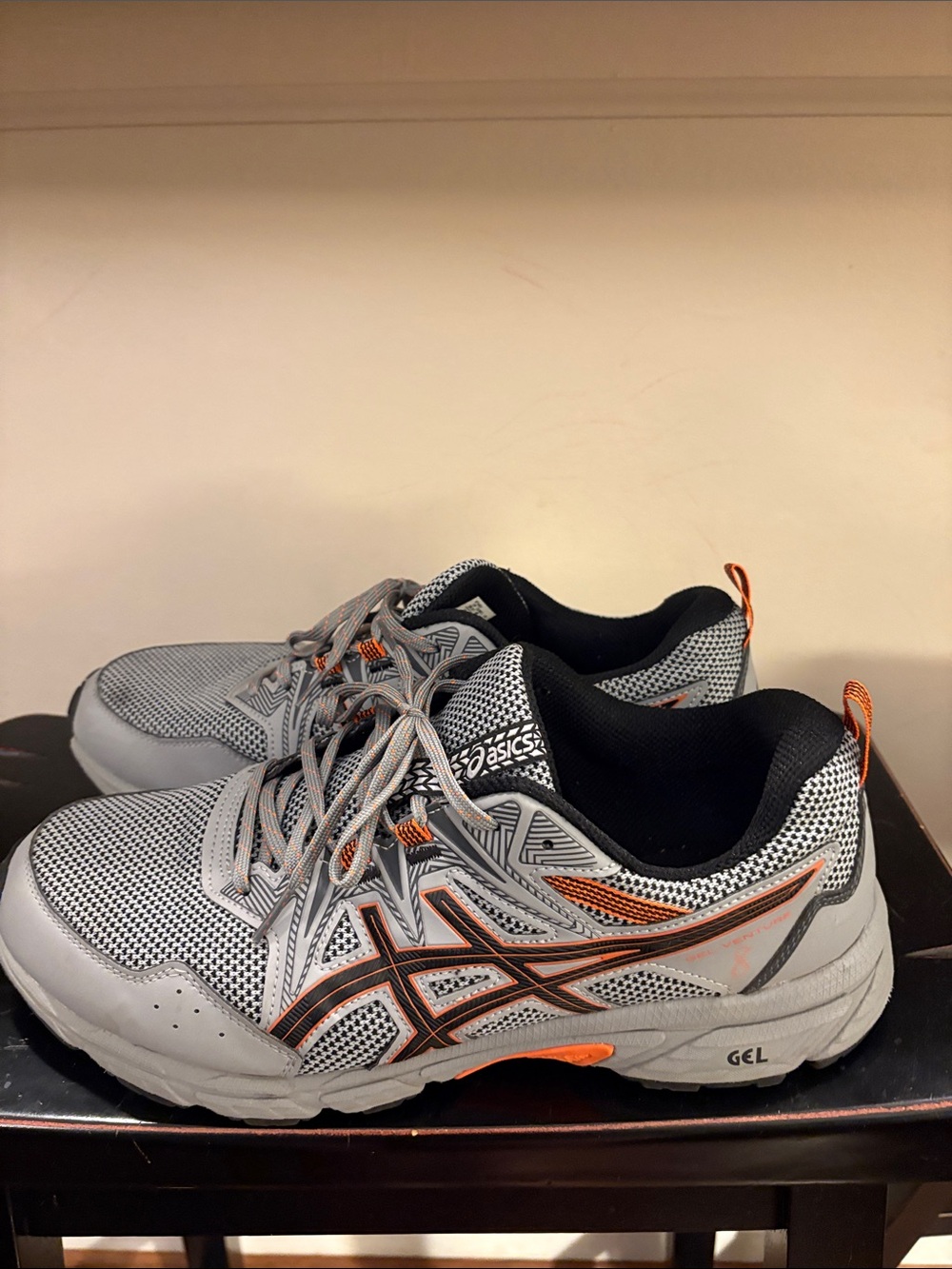 Asics Gray and Orange Tennis Shoes